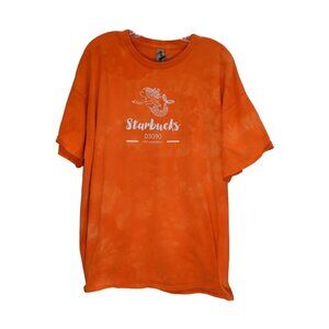 Unisex Gilden Orange Starbucks East long Beach (Adriana) Custom Bleach Dye 2XL